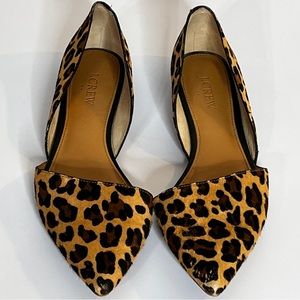 J. Crew Zoe Leopard Calf Hair d'Orsay Flats